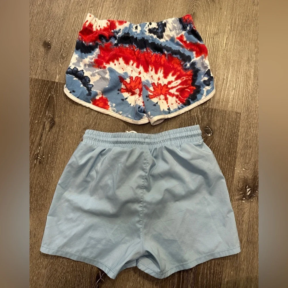 Girls champion shorts bundle red while and blue med 7/8